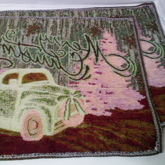 Christmas Placemat Lot of 4 Red Truck Tree Fabric 18" x 12.5" 2 Patterns - Picture 7 of 14